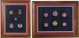 Two Framed Sets of Scottish Regiment Medallions
