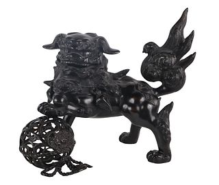Chinese Patinated Metal Fu Dog