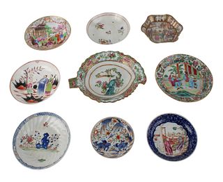 Nine Assorted Chinese Small Porcelain Plates