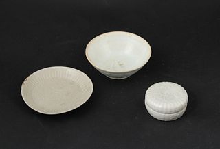 Three Chinese Qingbai Porcelain Table Articles
