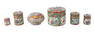 Six Chinese Rose Medallion Porcelain Small Boxes 