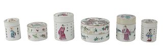 Six Chinese Famille Rose Porcelain Boxes