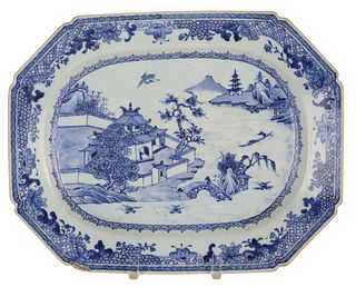Chinese Blue Canton Porcelain Platter