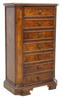 BAROQUE STYLE BURLWOOD CHEST OF DRAWERS