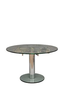 Stylized "Ships Wheel" Chrome Dining Table