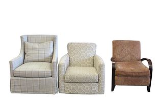 Three Contemporary Upholstered Club Chairs