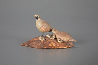 Miniature Valley Quail Family by Allen J. King (1878-1963)