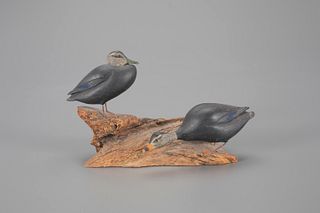 Miniature Black Duck Pair by Russ P. Burr (1887-1955)