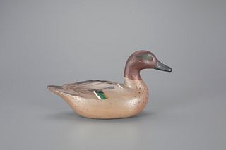 Exceedingly Rare Green-Winged Teal Decoy by "Fresh Air Dick" Janson (1872-1951)