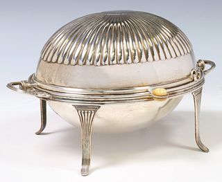ENGLISH ATKIN BROTHERS SILVERPLATE ROLL-TOP SERVING DISH