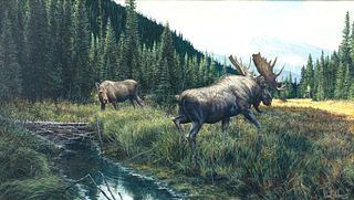 Ron Van Gilder (b. 1946), Two Moose