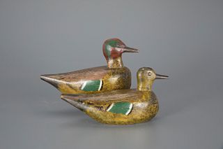 Green-Winged Teal Pair by Gottlieb Schmid (1875-1957)