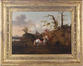 Old Master Oil on Panel, The Hunting Party