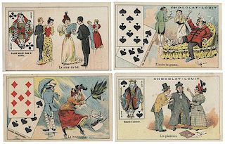 Lot of 20 French Chocolate Trade Cards with Playing Cards.