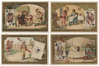 Lot of 23 French “Guerin–Boutron” Chocolate Trade Cards with Playing Cards.