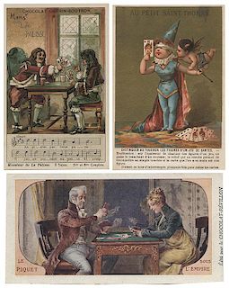 Lot of 28 Miscellaneous French Trade Cards with Playing Cards.
