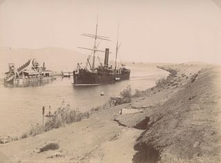 EGYPT. Steamship Queen Elizabeth on the Suez Canal. c1880