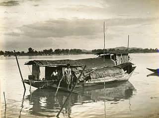 SIAM. Houseboat on the Meping River, Siam. C1925
