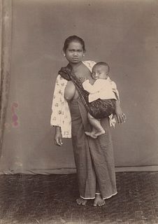 INDONESIA.  Bantam Woman suckling Child in Java. C1875