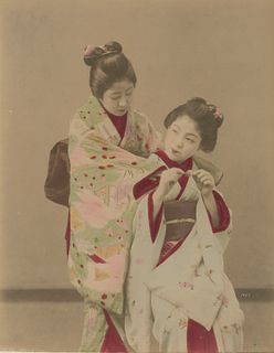 JAPAN.  Two Maeko, apprentice Geishas. C1870