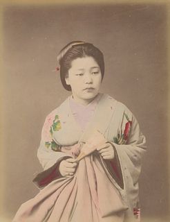 JAPAN.  Geisha with a Fan. c1875