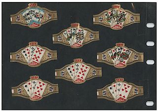 Seven Sets of Cigar Labels with Playing Cards.