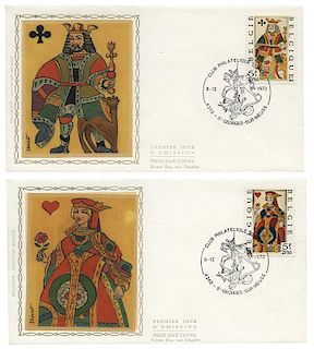 Set of Four Belgian First Day Covers with Playing Cards.