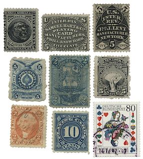 Lot of 57 Playing Card Revenue Stamps.