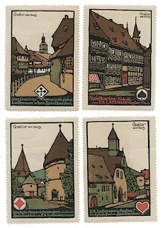 Four German Stamps “Spielkarten Fabrik” F.A. Lattmann-Goslar am Horz.