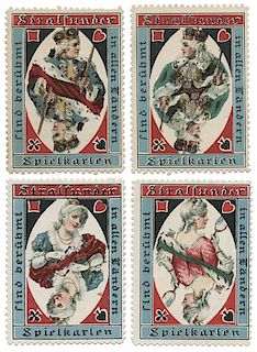 Lot of 11 “Straslunder Spielkarten” Playing Card World Poster Stamps.