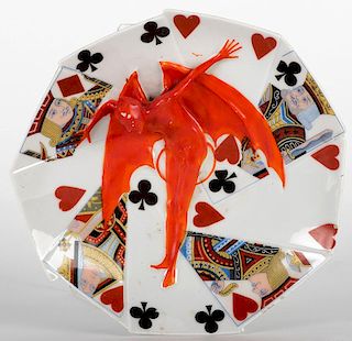 Royal Bayreuth Devil & Card Porcelain Candy Dish.