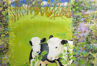 CHRISTIANE KUBRICK (FRENCH, B. 1932) "YOUNG COWS IN BALLYNATRAY" [TWO COWS] 1974
