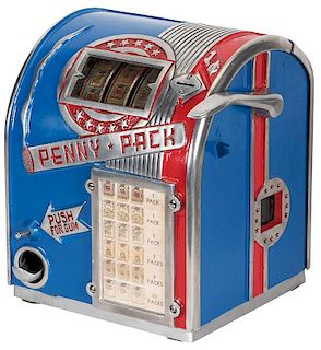 Daval Mfg. Co. “Penny Pack” Ball Gum Dispenser and Cigarette Trade Stimulator.