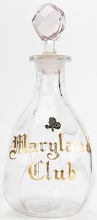 Maryland Club Pinched Back Bar Bottle.