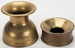 Pair of Albert Pick Company Heavy Brass Spittoons.