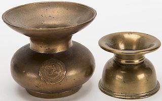 Pair of Small Brass Spittoons.