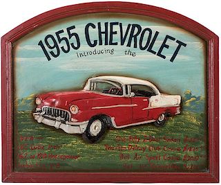 1955 Chevrolet Carved Wood Sign.