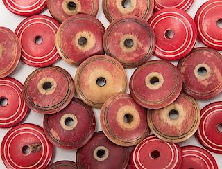 Mixed Group of 28 Red Ivory Case Keeper Beads.