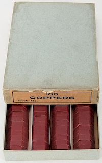 Original Box of 100 Red Faro Coppers.