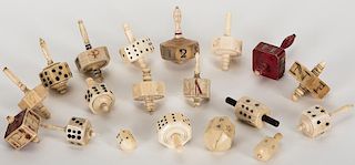 19 Miscellaneous Antique Ivory or Bone Put & Take Tops.