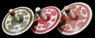 Set of Three Delicate Ivory Spinners.