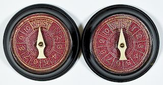 Pair of Whist Markers with Wood Base and Ivory Pointers on Leather Face.