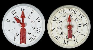 Pair of Circular Celluloid Whist Markers with Red Arrows.