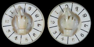 Pair of Ivory Whist Markers with Ivory Hand Pointer and Felted Bottom.