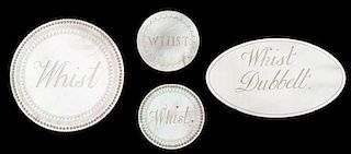 Four Engraved Whist Mother of Pearl Whist Counters.