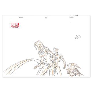 Marvel Comics, "Fantastic-4" Original Production Drawing on Animation Paper, with Letter of Authenticity