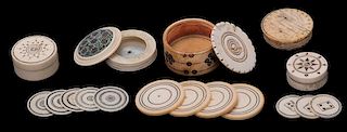 Six Miscellaneous Ivory Whist Items.
