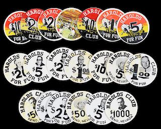 20 Harold’s Club Poker Chip Inserts.