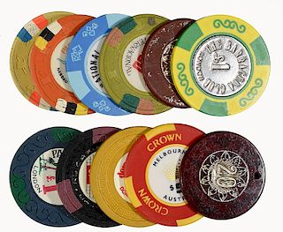 11 Foreign Clay and Plastic Gambling Chips.