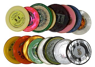 15 Foreign Plastic Casino Gambling Chips.